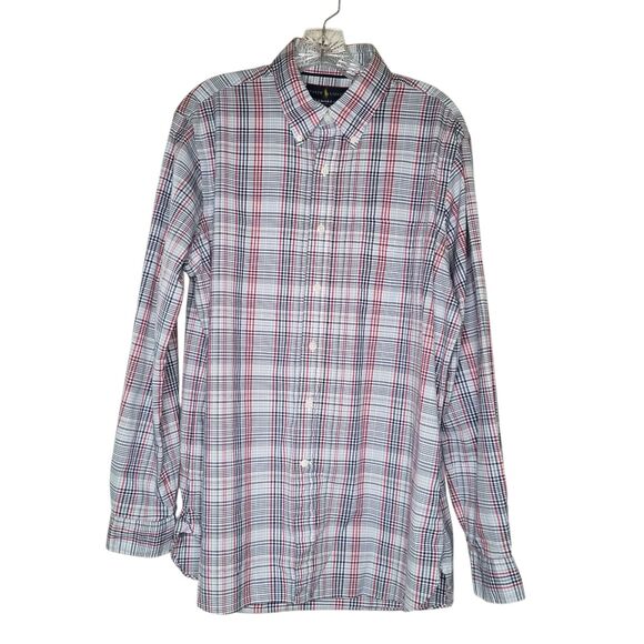 Ralph Lauren Long Sleeve Button Down Oxford Shirt Large Blue Plaid CottonStretch - Picture 7 of 9